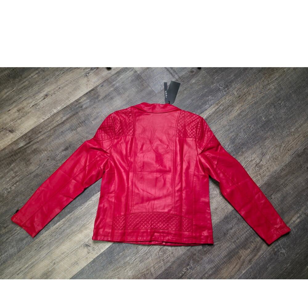 SPYM Faux Leather Moto Biker Jacket Red Quilted Zip NWT XL - Picture 2 of 10